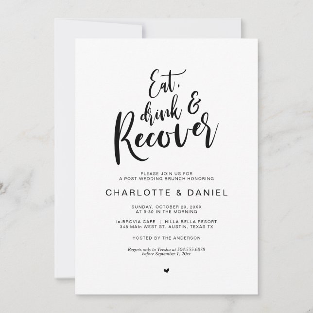 Invitación Post boda, come, bebe y recupera brunch (Anverso)