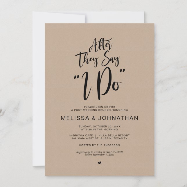 Invitación Post boda, después de que digan sí acepto, Rustic  (Anverso)