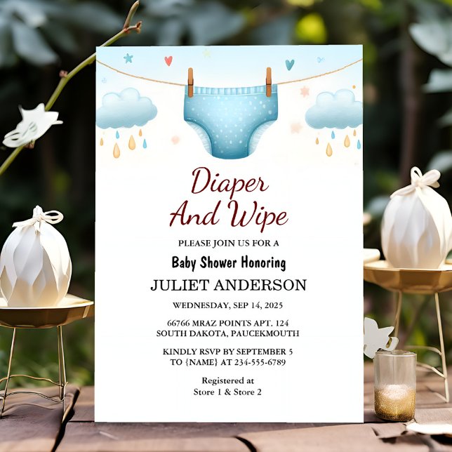 Invitación Post Dad Pink Blue Diaper Y Limpiar Baby Shower (Subido por el creador)