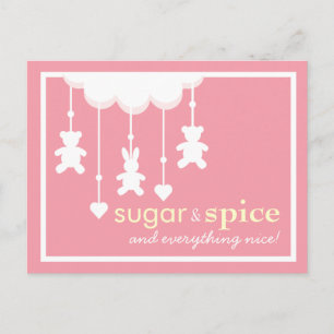 Invitación Postal Baby Shower de Chica de azúcar y especias
