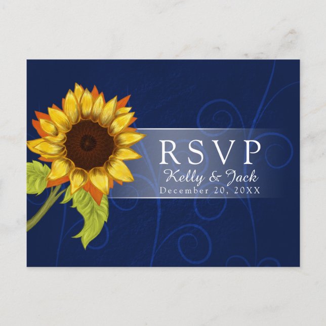 Invitación Postal boda de girasol/RSVP (Anverso)