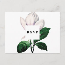 Invitación postal botánica de boda de magnolia rsvp