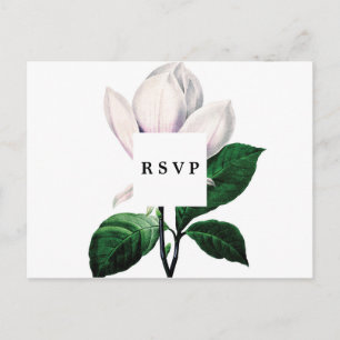 Invitación postal botánica de boda de magnolia rsvp