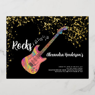 Invitación Postal Con Relieve Metalizado 60 Rocks 60 cumpleaños partido Oro negro rosado