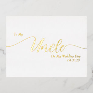 Invitación Postal Con Relieve Metalizado A mi tío en mi día de boda Elegante guión