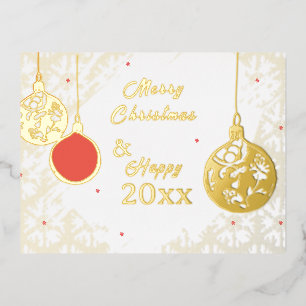 Invitación Postal Con Relieve Metalizado Adornos festivos elegantes de pan de oro Navidad