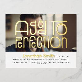 Invitación Postal Con Relieve Metalizado Ageto a la perfección foto del cumpleaños del homb