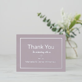Invitación Postal Con Relieve Metalizado Agradecimiento de Boda Simple Mauve