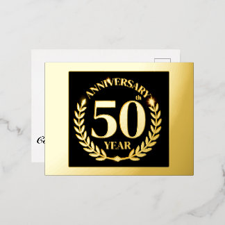 Invitación Postal Con Relieve Metalizado aniversario de bodas número 50