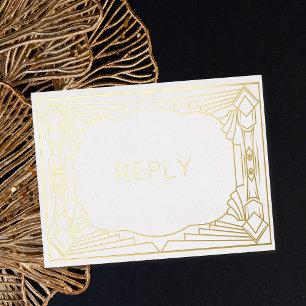 Invitación Postal Con Relieve Metalizado Arte de papel de aluminio real deco geométrico RSV