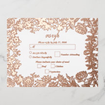 Boda Botánica Floral Real Rosa Relieve metalizado