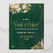 Boda con hoja de oro esmeralda verde