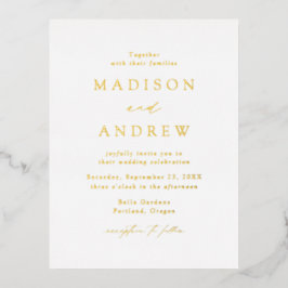 Invitación Postal Con Relieve Metalizado Boda de Elegancia Moderna