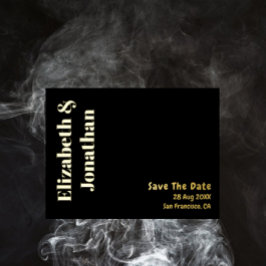 Invitación Postal Con Relieve Metalizado Boda de tipografía minimalista salva la fecha