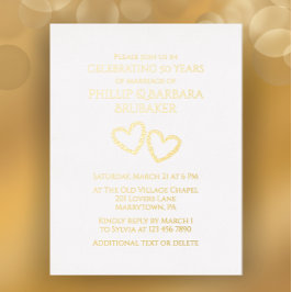 Invitación Postal Con Relieve Metalizado Boda Fiesta de Oro 50 aniversario Personalizado de