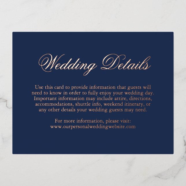 Invitación Postal Con Relieve Metalizado Boda formal elegante tradicional de la Marina Azul (Anverso)