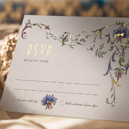 Invitación Postal Con Relieve Metalizado Boda RSVP Insertar Belle Epoche victoriana