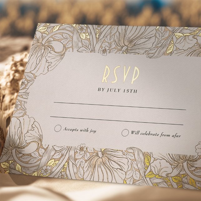 Invitación Postal Con Relieve Metalizado Boda RSVP Insertar Pimpernel Victoriano (Subido por el creador)