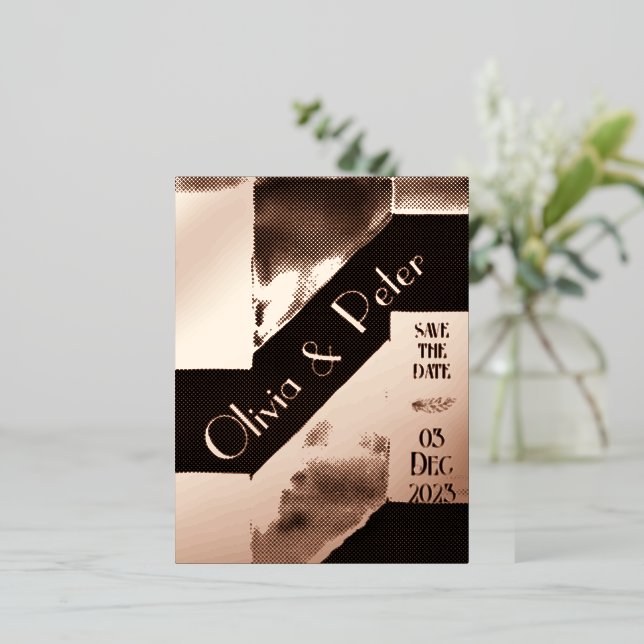 Invitación Postal Con Relieve Metalizado Boda simple personalizado (Anverso de pie)