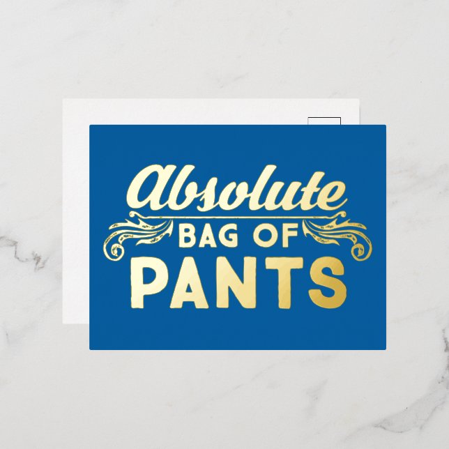 Invitación Postal Con Relieve Metalizado Bolsa Absoluta De Pantalones (Anverso/Reverso)