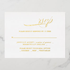 Invitación Postal Con Relieve Metalizado Caligrafía moderna Boda minimalista RSVP
