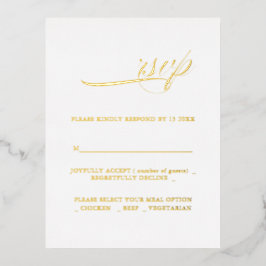 Invitación Postal Con Relieve Metalizado Caligrafía moderna Boda minimalista RSVP