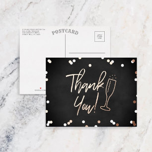 Invitación Postal Con Relieve Metalizado Champagne Confetti Boda Gracias Real