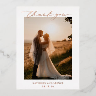 Invitación Postal Con Relieve Metalizado Clásico Agradecimiento de Boda Elegante