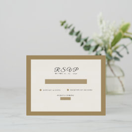 Invitación Postal Con Relieve Metalizado classic beige rustic Wedding RSVP card