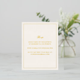 Invitación Postal Con Relieve Metalizado Classic Ivory Timeless Wedding Foil RSVP Card