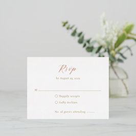 Invitación Postal Con Relieve Metalizado Classic Monogram Elegant Wedding Foil RSVP Card