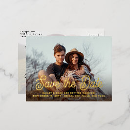 Invitación Postal Con Relieve Metalizado Código QR Secuencia de comandos retro 2 Boda de fo