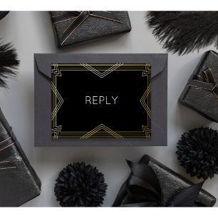 Invitación Postal Con Relieve Metalizado Comida de Relieve metalizado dorado geométrico de