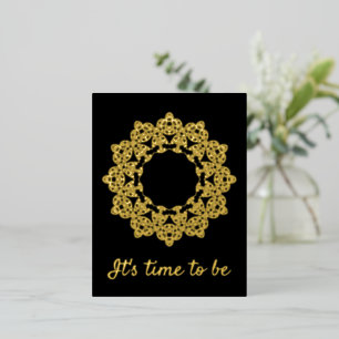 Invitación Postal Con Relieve Metalizado Contorno Mandala - Estilo de cosecha 3