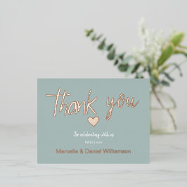 Invitación Postal Con Relieve Metalizado Corazón moderno minimalista y agradecimiento de bo