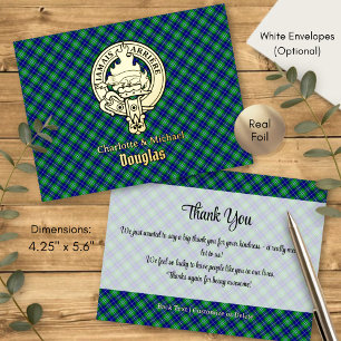 Invitación Postal Con Relieve Metalizado Crest de Clan Douglas sobre Tartán