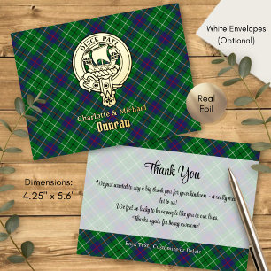Invitación Postal Con Relieve Metalizado Crest de Clan Duncan sobre Tartán