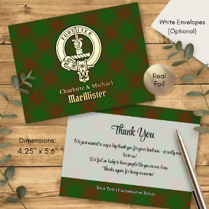 Invitación Postal Con Relieve Metalizado Crest de Clan MacAlister de Glenbarr sobre caza