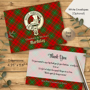 Invitación Postal Con Relieve Metalizado Crest de Clan MacAulay sobre tartán