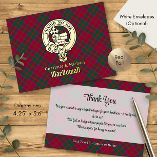 Invitación Postal Con Relieve Metalizado Crest de Clan MacDougall sobre Tartán