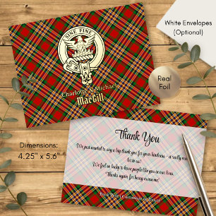 Invitación Postal Con Relieve Metalizado Crest de Clan MacGill sobre tartán