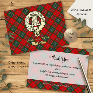Invitación Postal Con Relieve Metalizado Crest de Clan MacLean sobre tartán