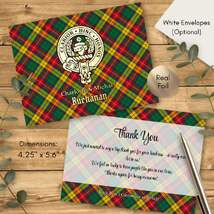 Invitación Postal Con Relieve Metalizado Crest del Clan Buchanan sobre tartán