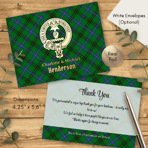 Invitación Postal Con Relieve Metalizado Crest del Clan Henderson sobre tartán