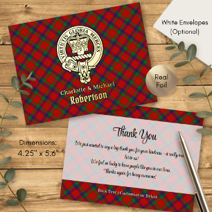 Invitación Postal Con Relieve Metalizado Crest del Clan Robertson sobre tartán