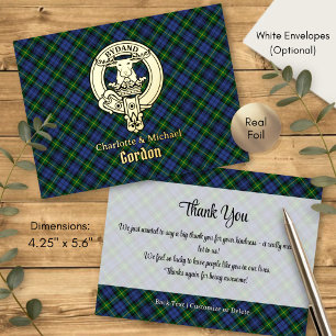 Invitación Postal Con Relieve Metalizado Crestón del Clan Gordon sobre Tartán