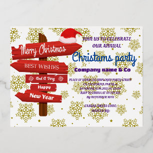 INVITACIÓN POSTAL CON RELIEVE METALIZADO CUADRO FIESTA DE NAVIDAD DE LA EMPRESA DE ORO ROSA