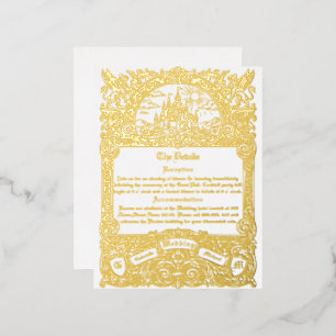 Invitación Postal Con Relieve Metalizado Detalles de boda con lámina de oro de fantasía med