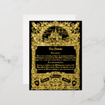 Detalles de boda de papel de oro negro medieval vi
