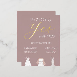 Invitación Postal Con Relieve Metalizado Di Sí Al Vestido de Novia Invitación con Hojas de